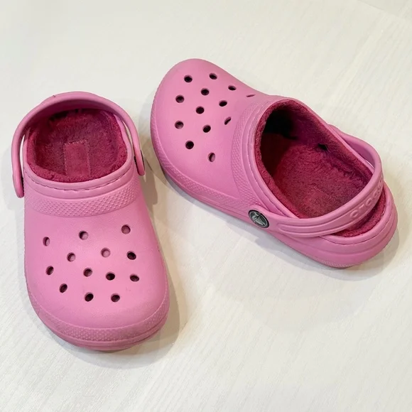 CROCS Shoes Crocs Pink Fuzzy Classic Lined Clogs C1 Poshmark